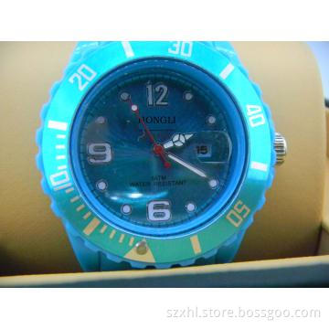 $3.7 cyan silicone cheap watch for unsex,3ATM